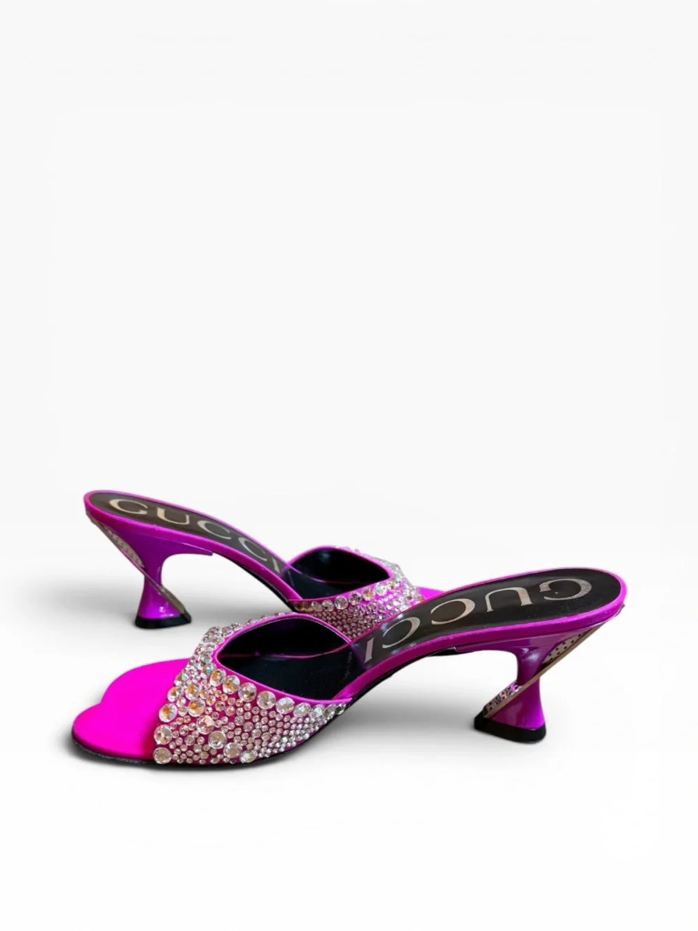 GUCCI Galactica Mules Fuchsia Crystal Embellished Sculptural Heel EU 36.5 US 6.5 - Picture 3 of 16